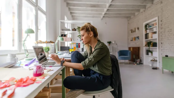 Finishing work online from home office